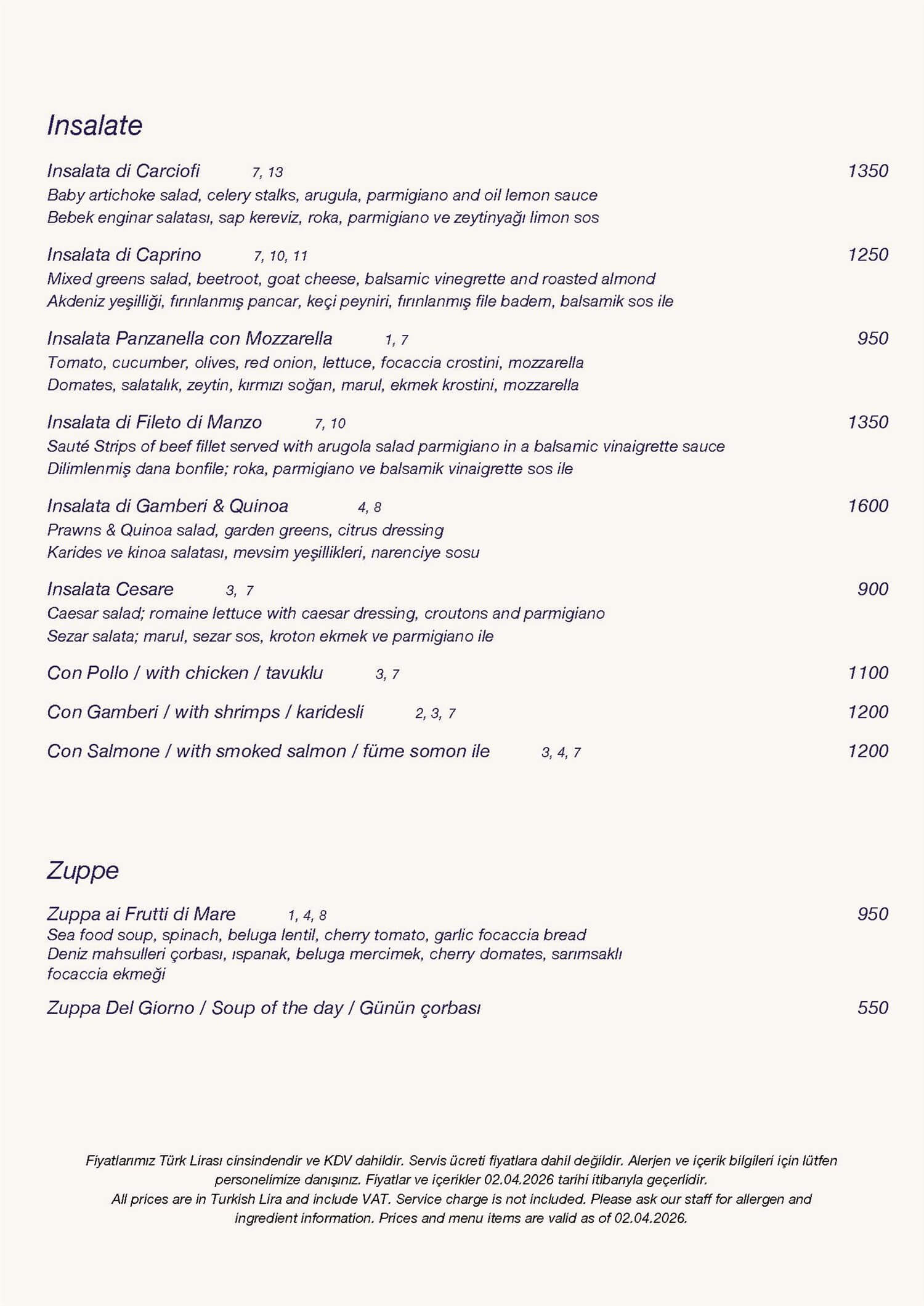 Arbor Ridge Menu ARBOR RISTORANTE ITALIANO