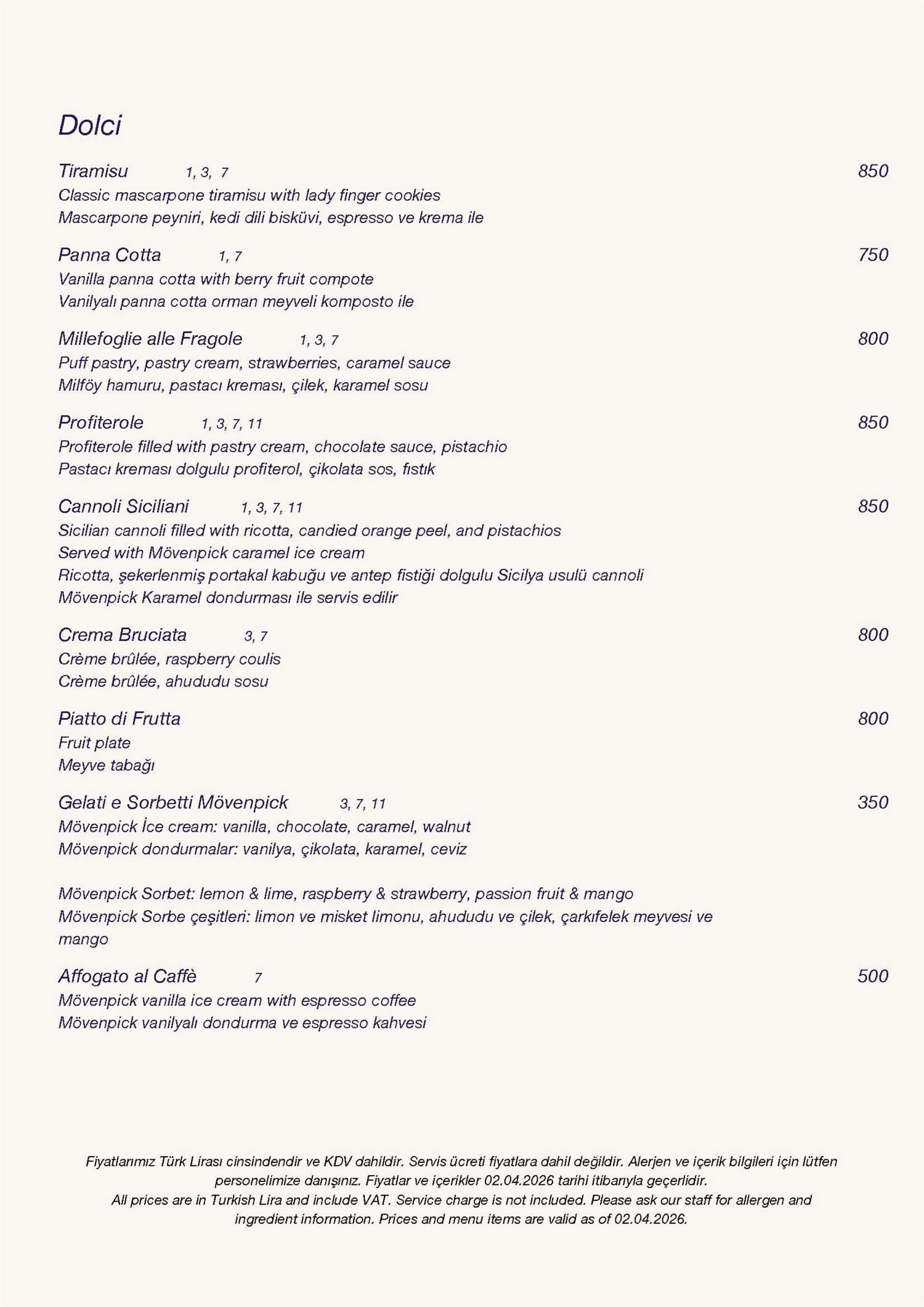 Arbor Ridge Menu ARBOR RISTORANTE ITALIANO